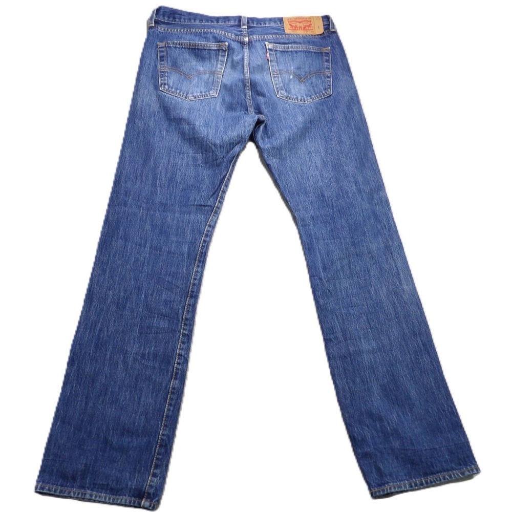 Levi 501 Original Button Fly Jeans Men 34x34 Medium Wash Blue Denim Classic Pant - Picture 3 of 16